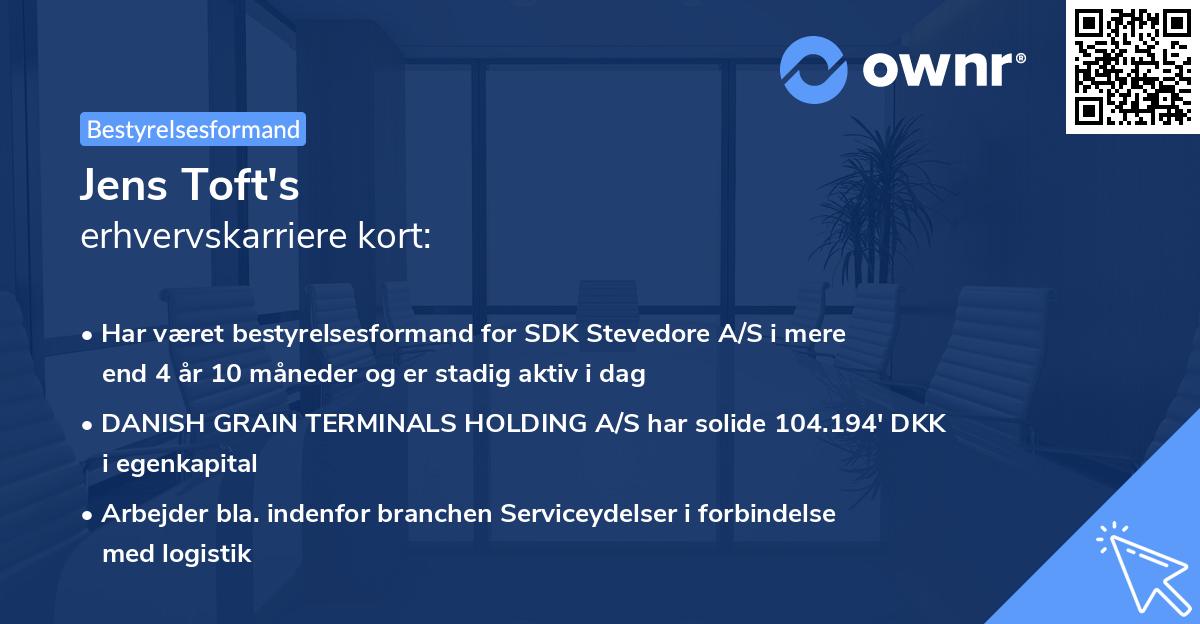 Jens Toft's erhvervskarriere kort