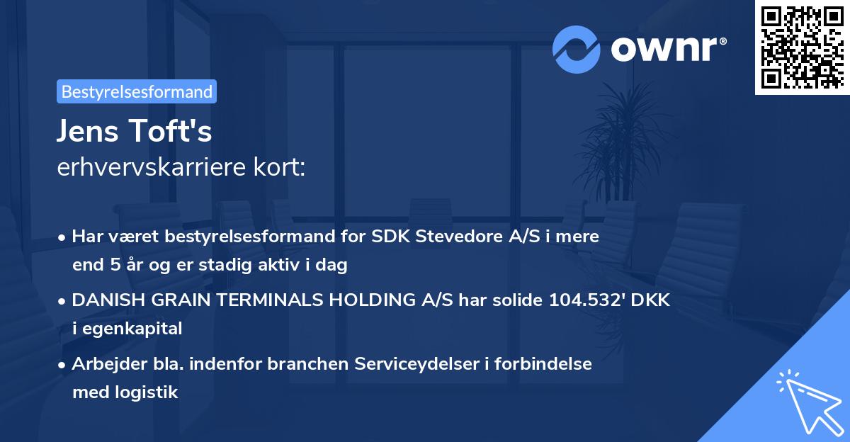 Jens Toft's erhvervskarriere kort