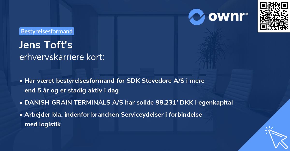 Jens Toft's erhvervskarriere kort