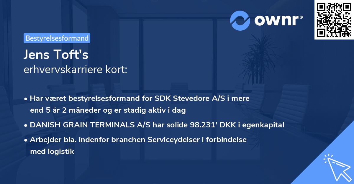 Jens Toft's erhvervskarriere kort