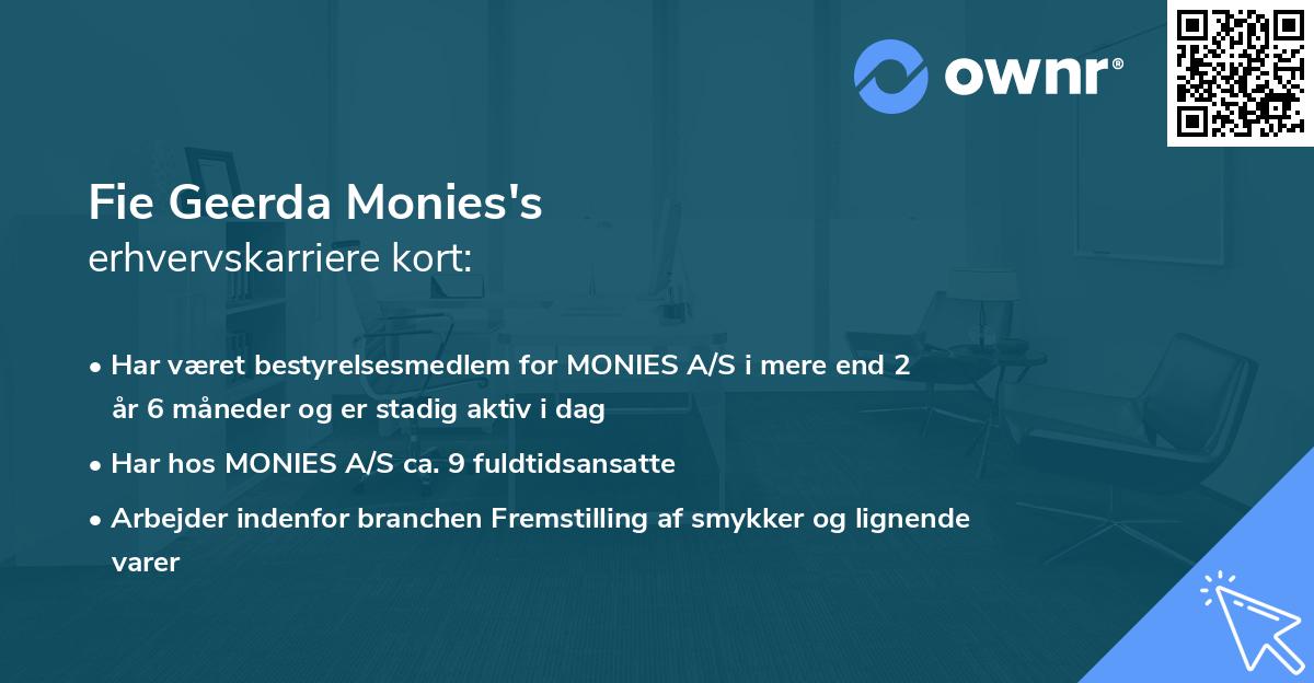 Fie Geerda Monies's erhvervskarriere kort