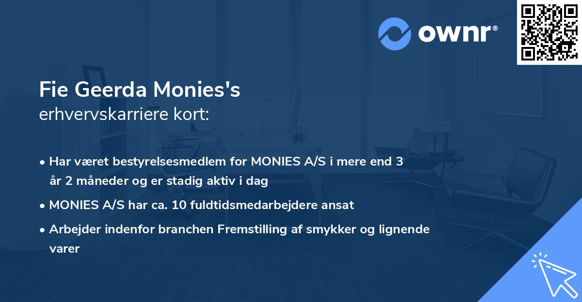 Fie Geerda Monies's erhvervskarriere kort