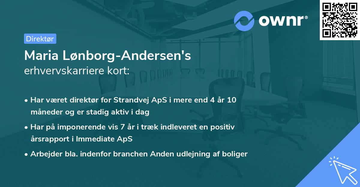 Maria Lønborg-Andersen's erhvervskarriere kort