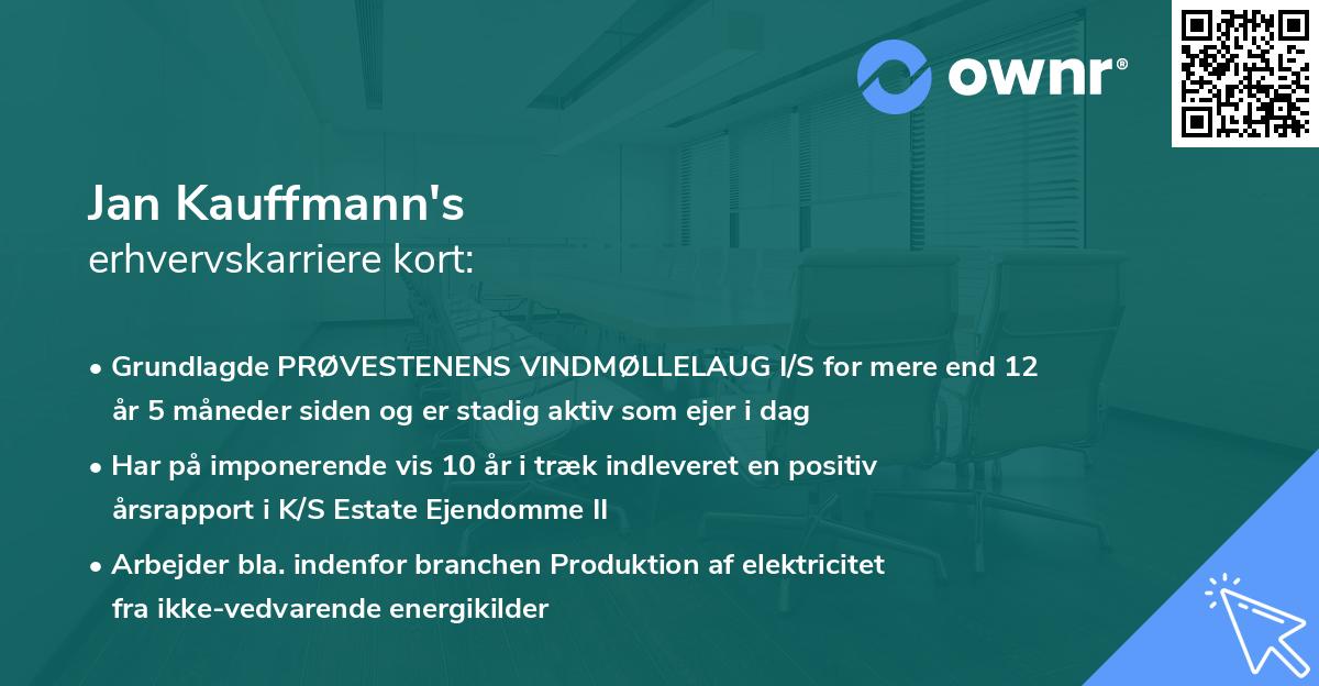 Jan Kauffmann's erhvervskarriere kort