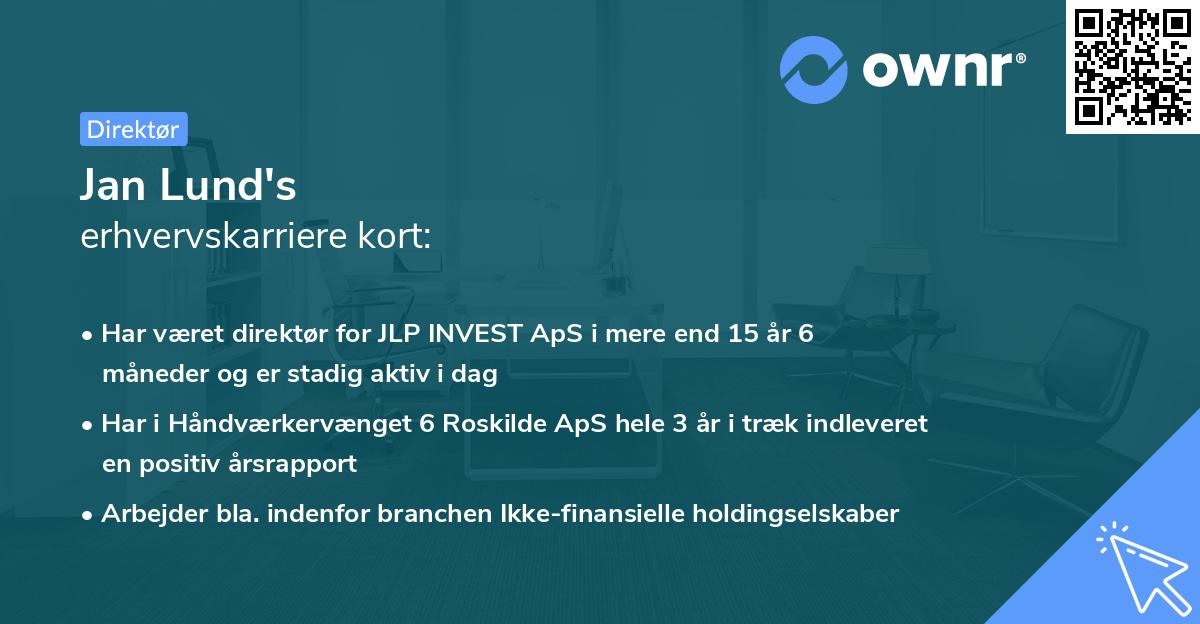 Jan Lund's erhvervskarriere kort