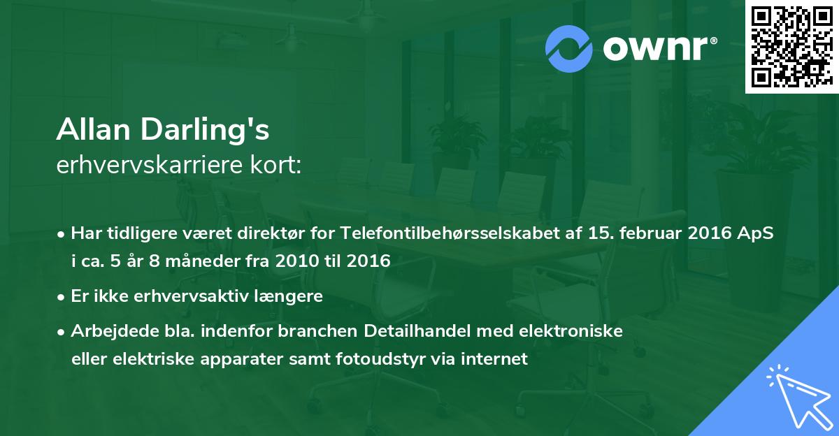 Allan Darling's erhvervskarriere kort