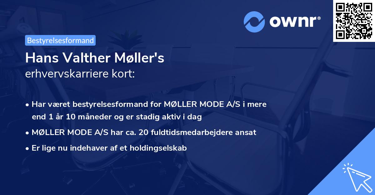 Hans Valther Møller's erhvervskarriere kort