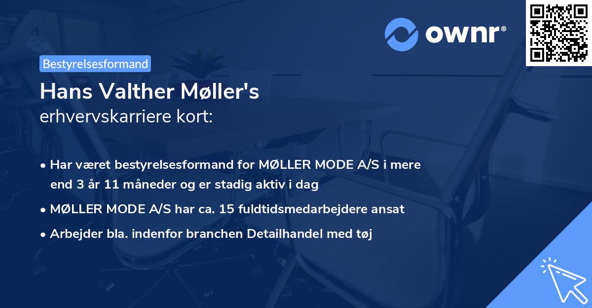 Hans Valther Møller's erhvervskarriere kort