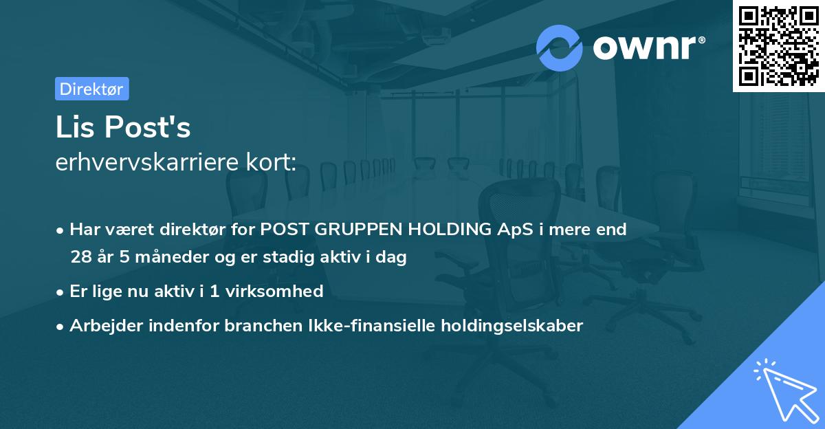Lis Post's erhvervskarriere kort
