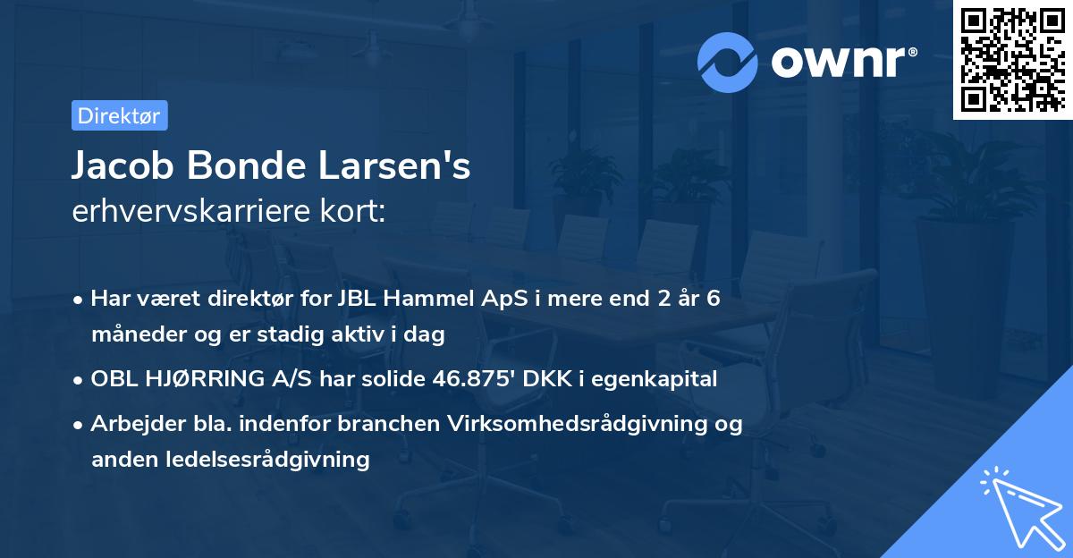 Jacob Bonde Larsen's erhvervskarriere kort