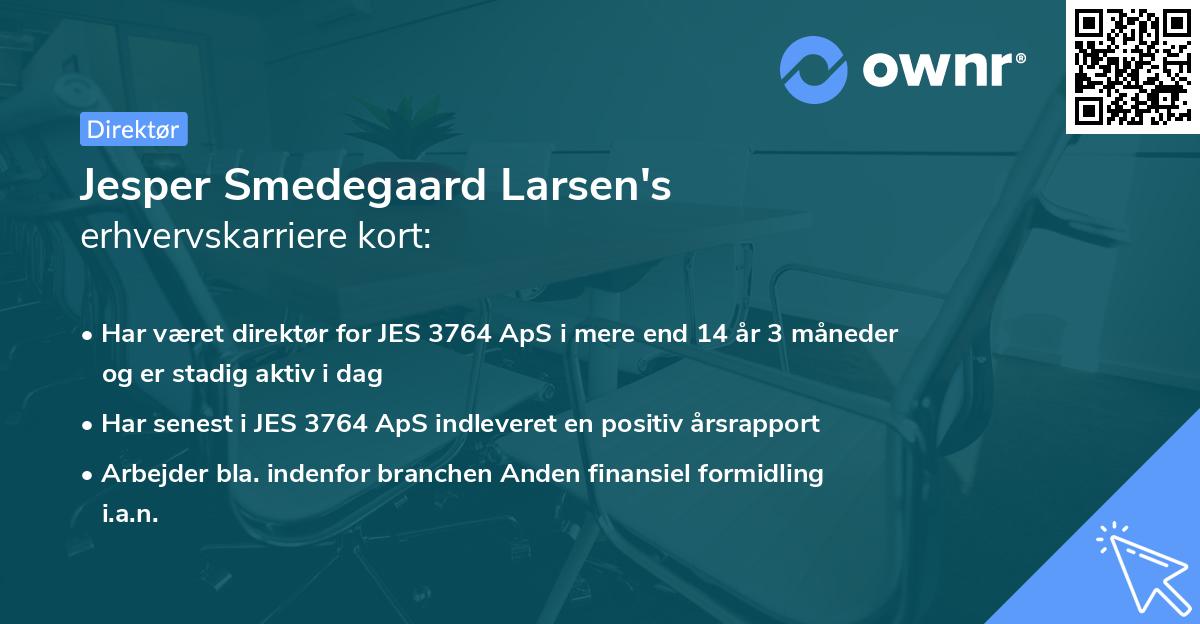 Jesper Smedegaard Larsen's erhvervskarriere kort
