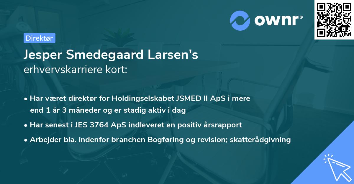 Jesper Smedegaard Larsen's erhvervskarriere kort