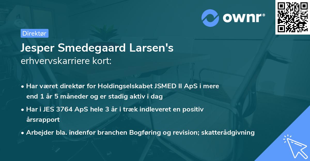 Jesper Smedegaard Larsen's erhvervskarriere kort
