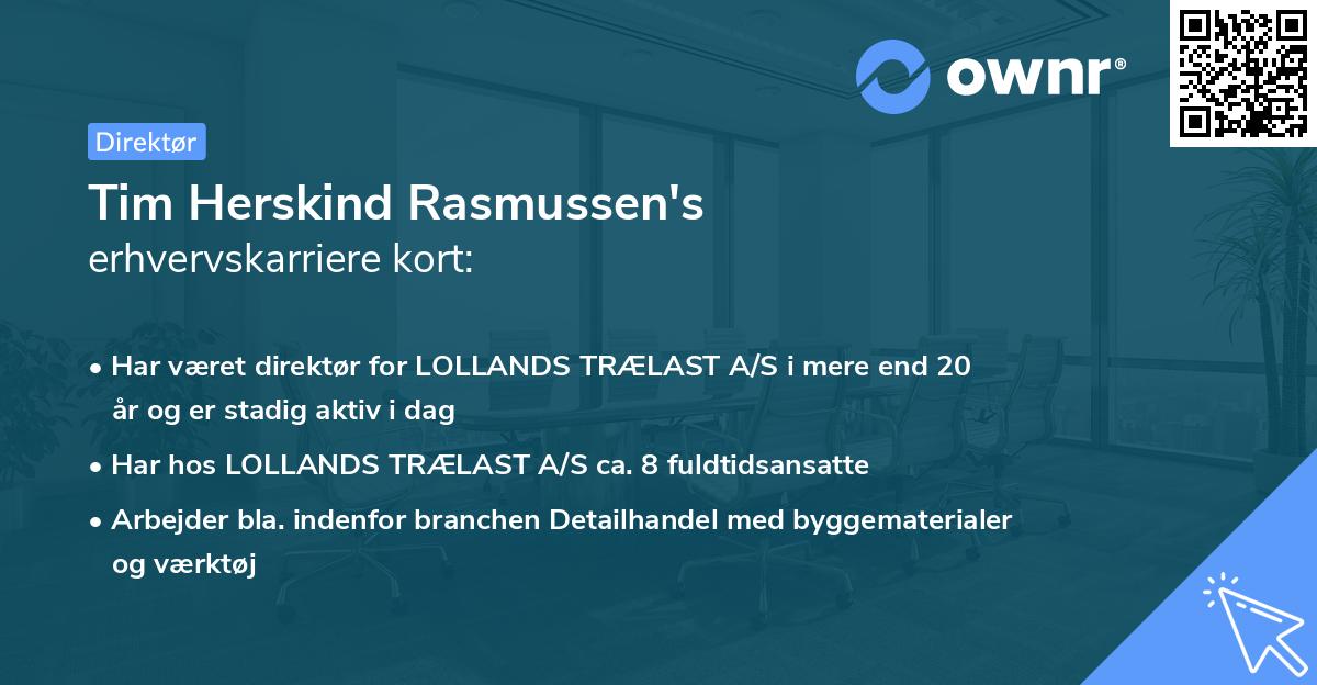 Tim Herskind Rasmussen's erhvervskarriere kort