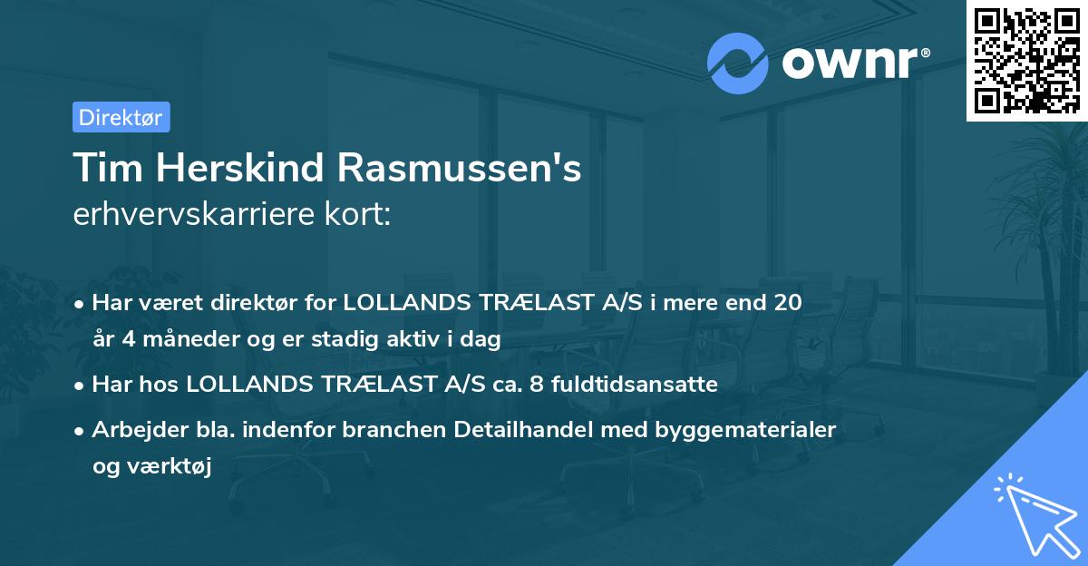 Tim Herskind Rasmussen's erhvervskarriere kort