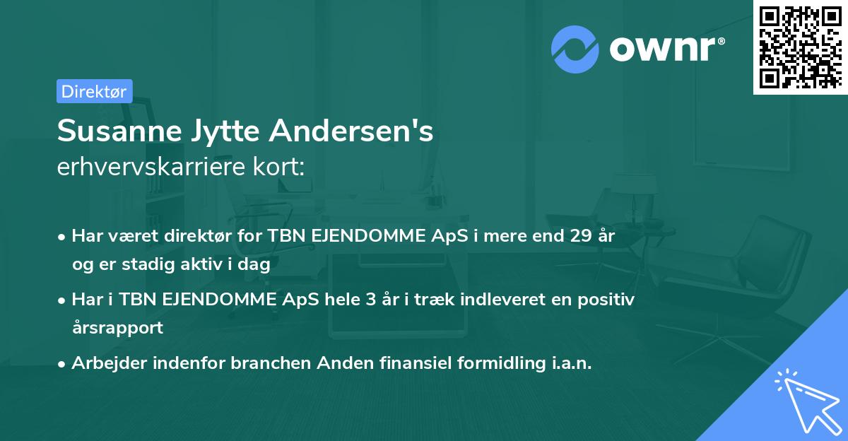 Susanne Jytte Andersen's erhvervskarriere kort