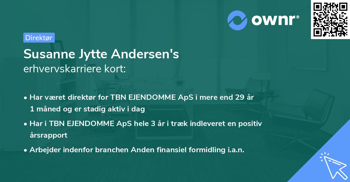 Susanne Jytte Andersen's erhvervskarriere kort