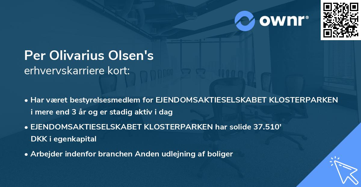 Per Olivarius Olsen's erhvervskarriere kort
