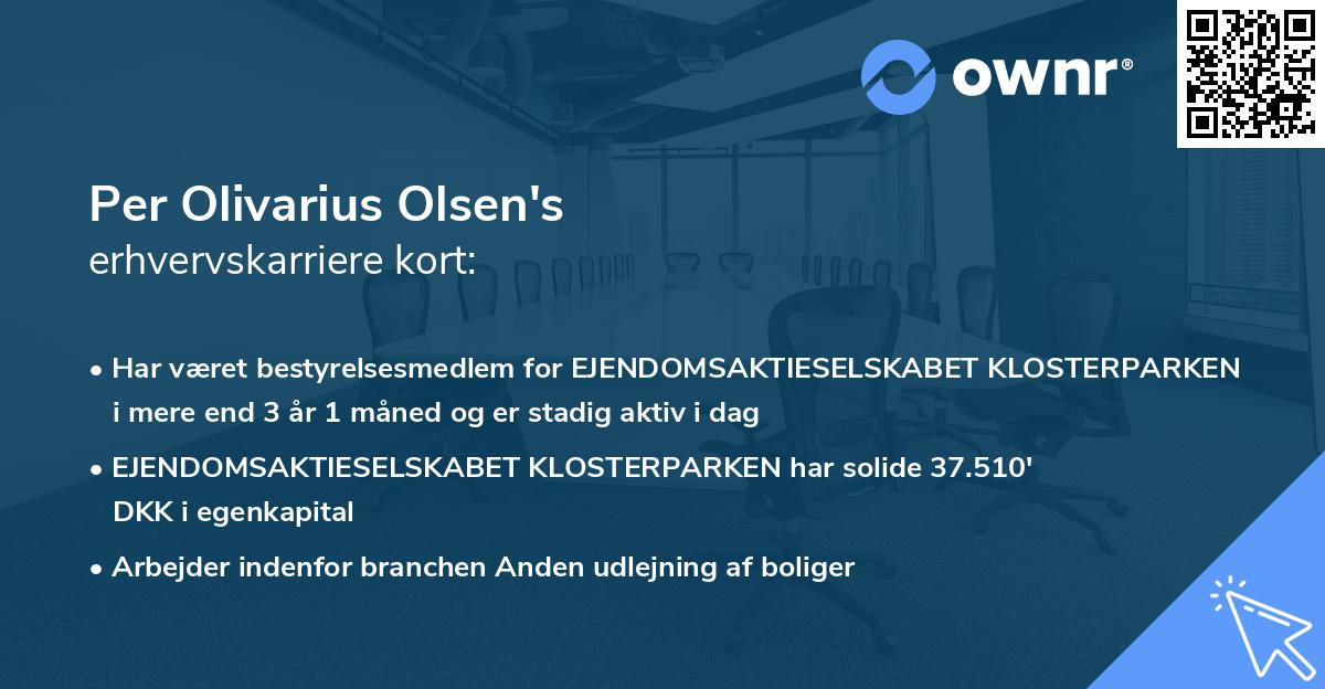 Per Olivarius Olsen's erhvervskarriere kort