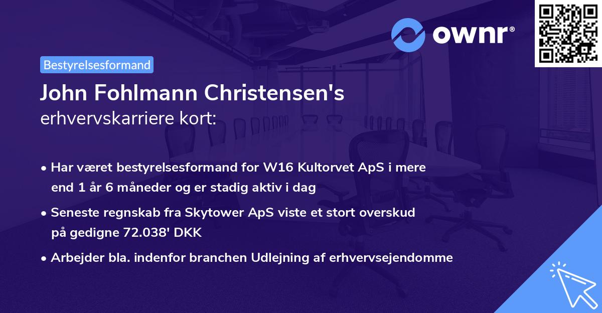 John Fohlmann Christensen's erhvervskarriere kort