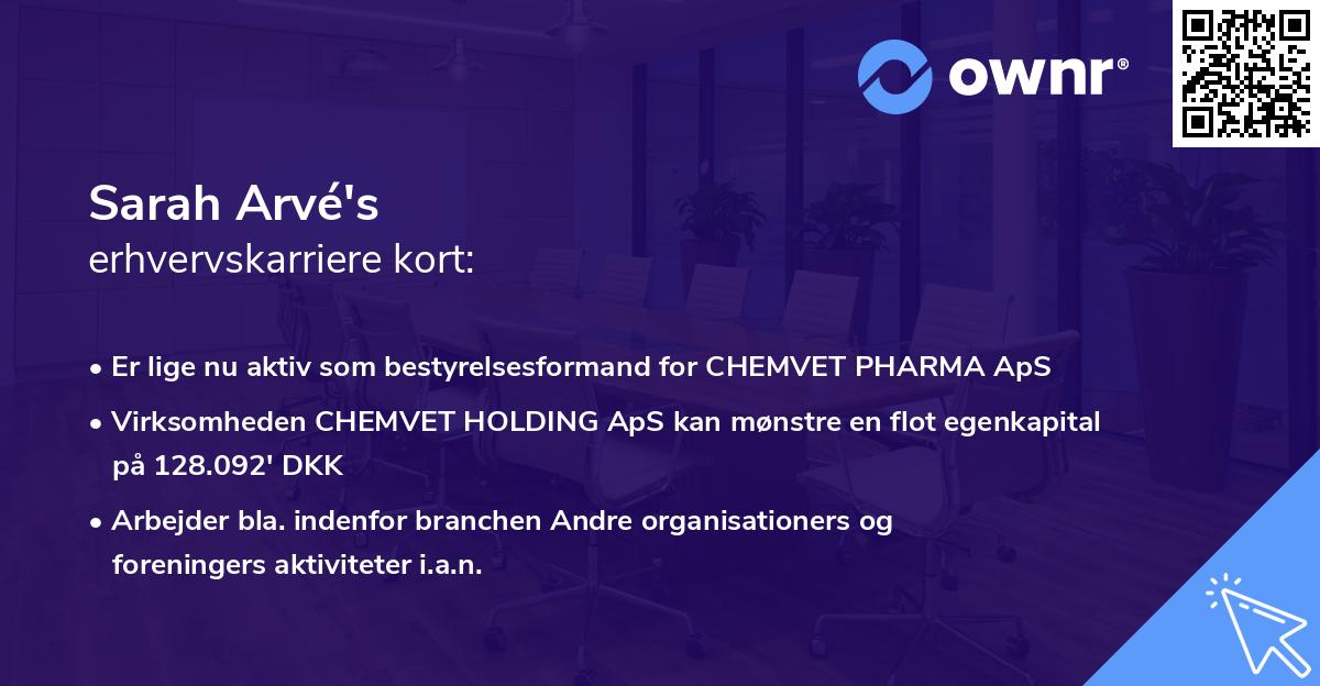 Sarah Arvé's erhvervskarriere kort