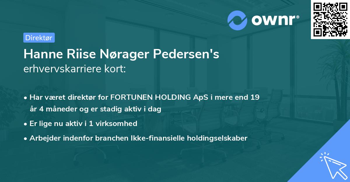 Hanne Riise Nørager Pedersen's erhvervskarriere kort