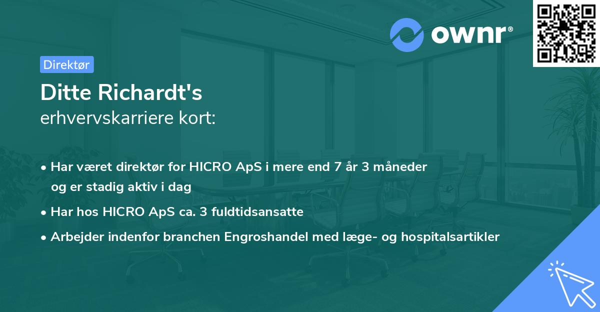 Ditte Richardt's erhvervskarriere kort