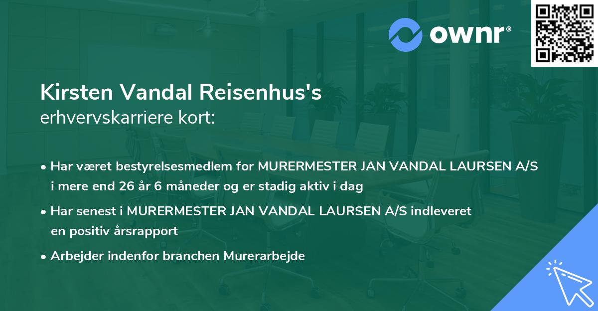 Kirsten Vandal Reisenhus's erhvervskarriere kort