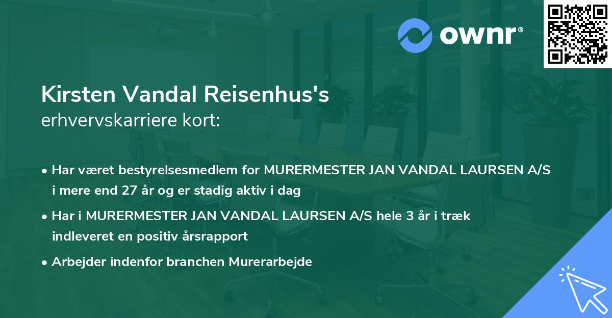 Kirsten Vandal Reisenhus's erhvervskarriere kort