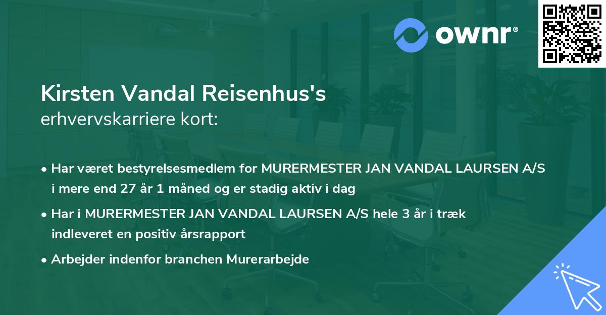 Kirsten Vandal Reisenhus's erhvervskarriere kort