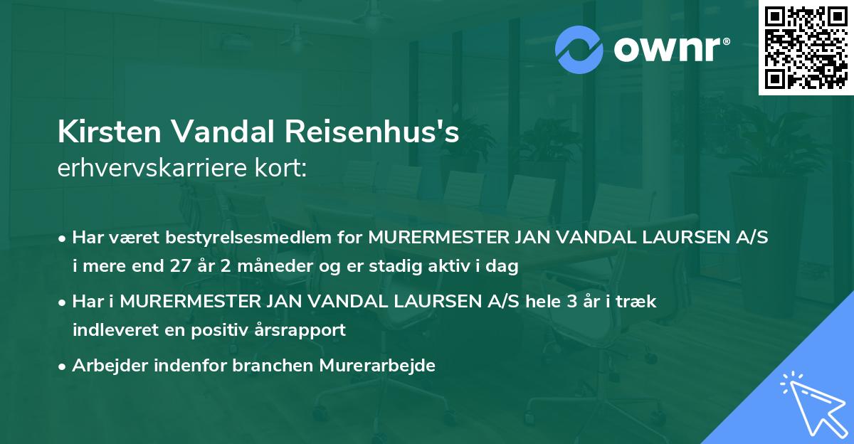 Kirsten Vandal Reisenhus's erhvervskarriere kort