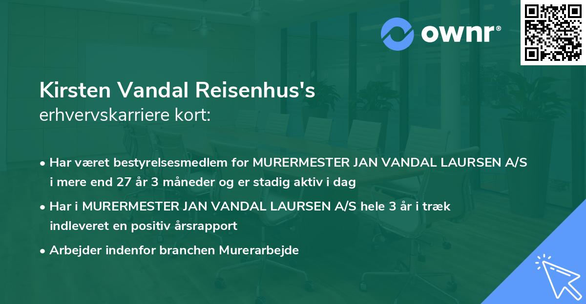 Kirsten Vandal Reisenhus's erhvervskarriere kort