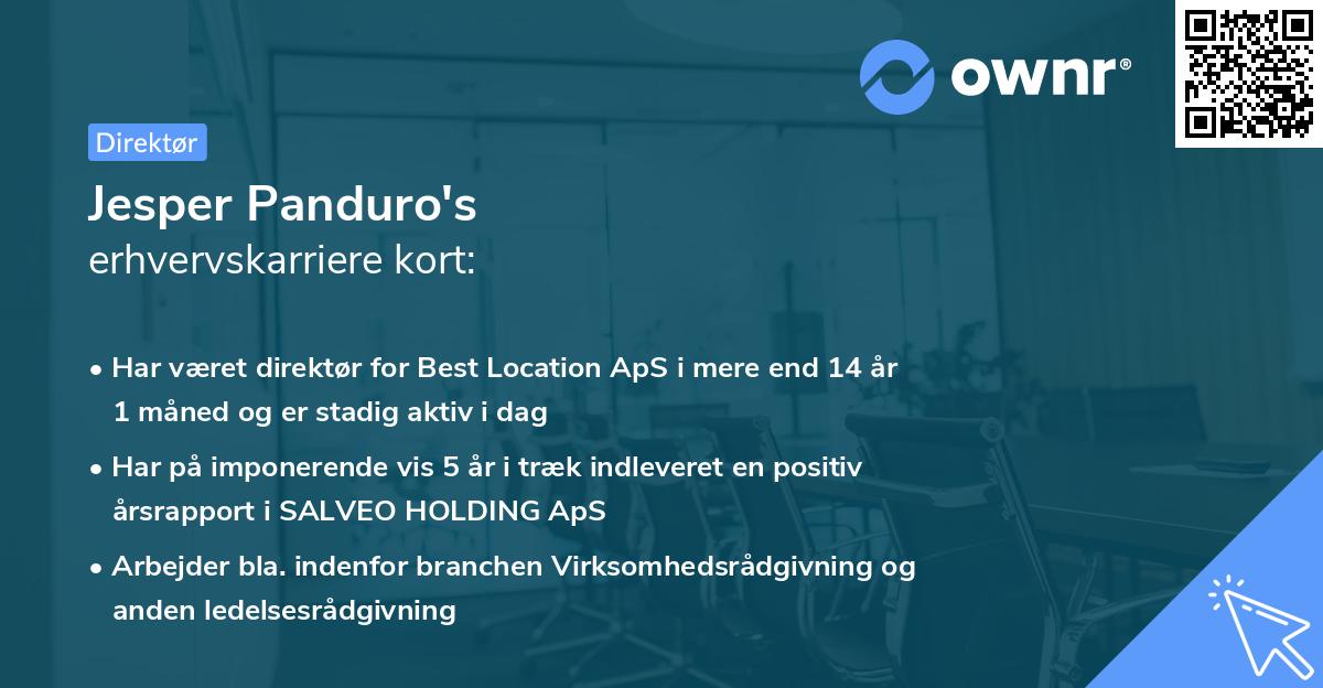 Jesper Panduro's erhvervskarriere kort