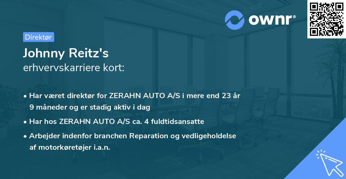 Johnny Reitz's erhvervskarriere kort