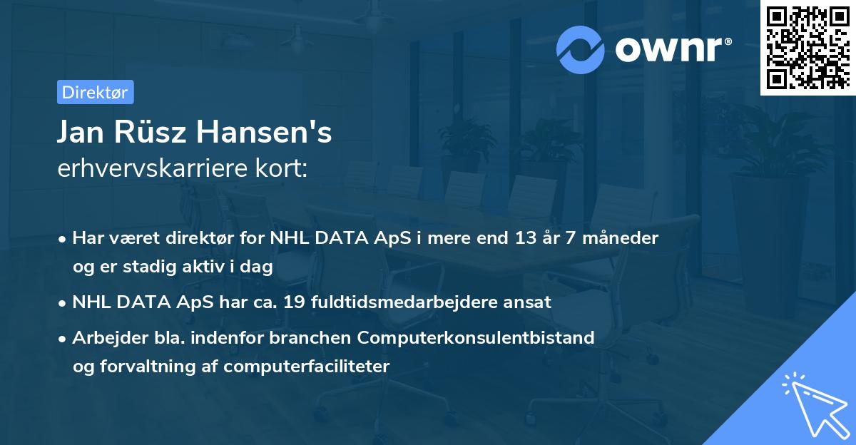 Jan Rüsz Hansen's erhvervskarriere kort