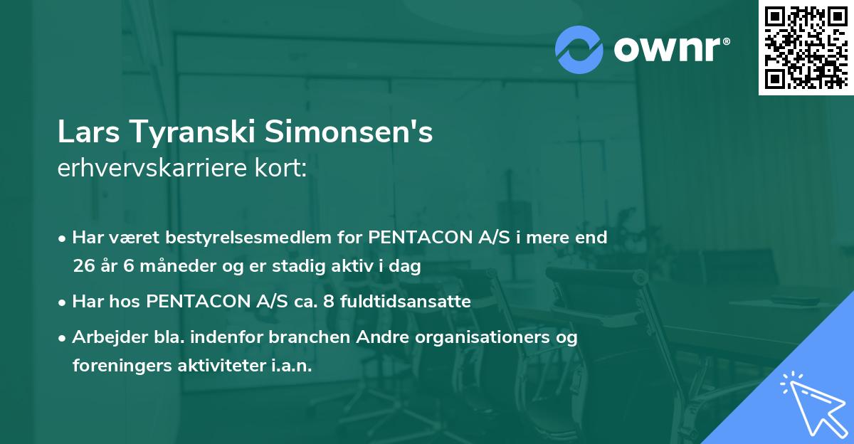 Lars Tyranski Simonsen's erhvervskarriere kort
