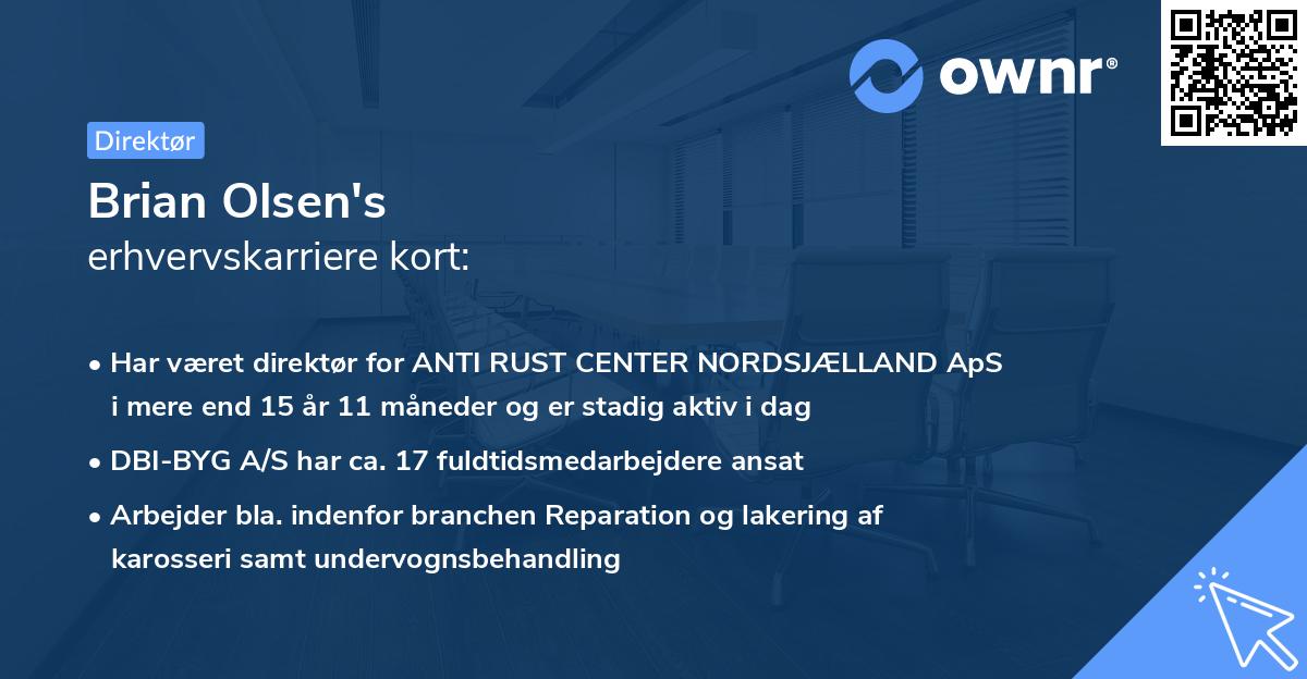 Brian Olsen's erhvervskarriere kort