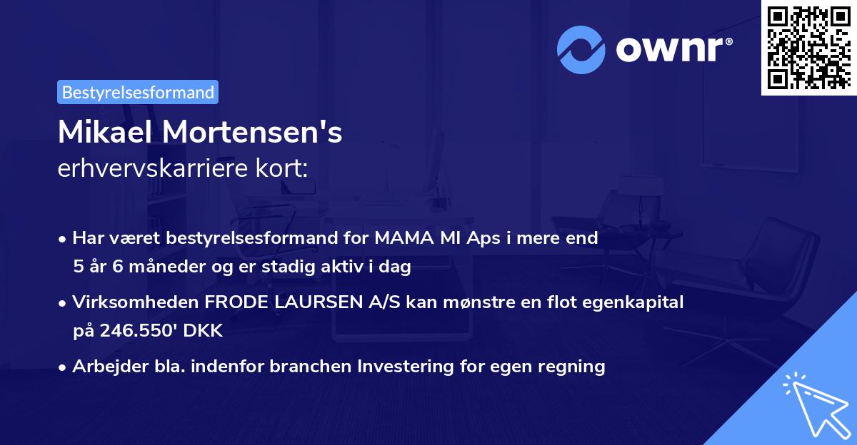 Mikael Mortensen's erhvervskarriere kort