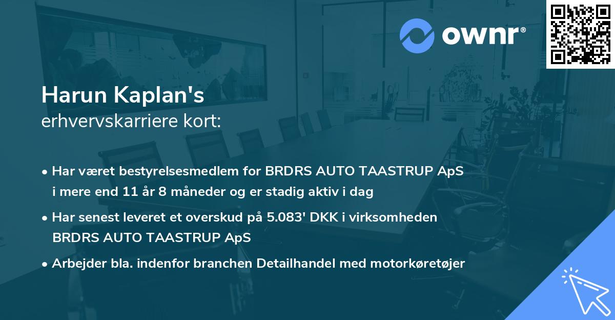 Harun Kaplan's erhvervskarriere kort