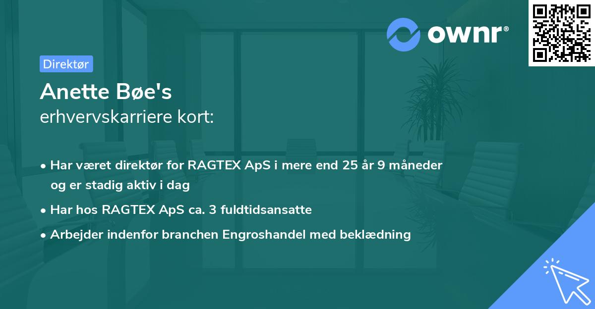 Anette Bøe's erhvervskarriere kort