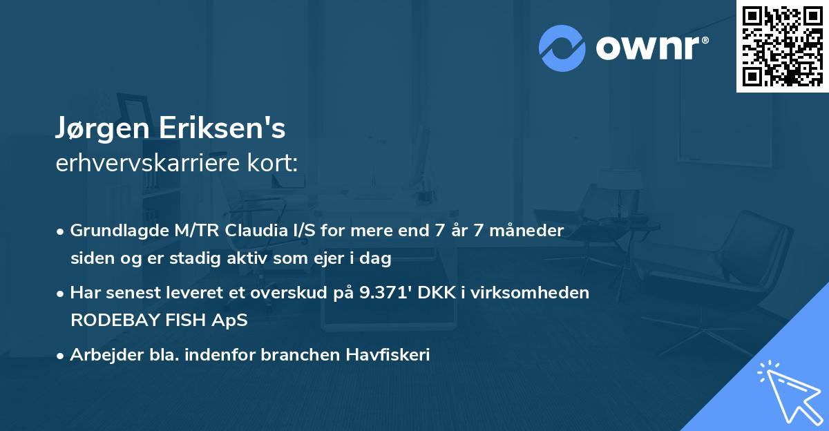 Jørgen Eriksen's erhvervskarriere kort
