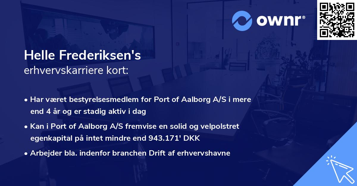 Helle Frederiksen's erhvervskarriere kort