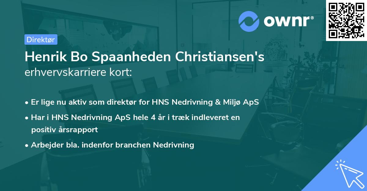 Henrik Bo Spaanheden Christiansen's erhvervskarriere kort