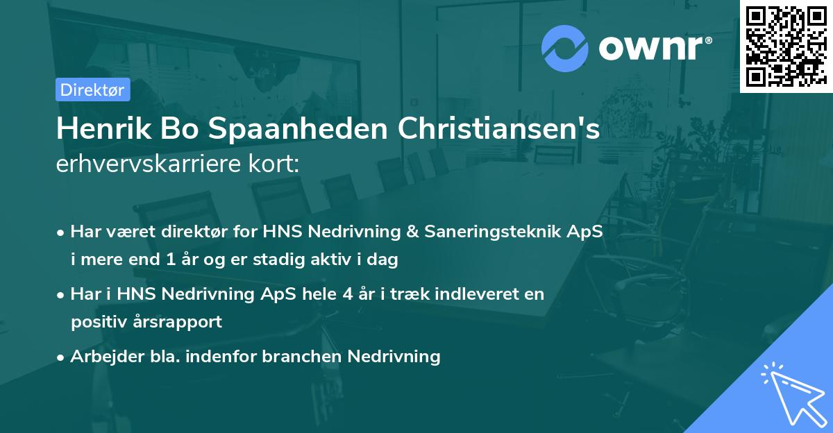 Henrik Bo Spaanheden Christiansen's erhvervskarriere kort