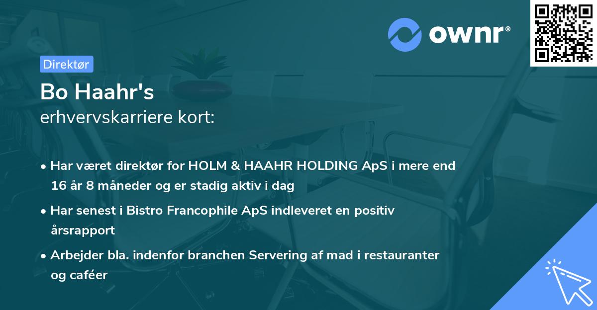 Bo Haahr's erhvervskarriere kort