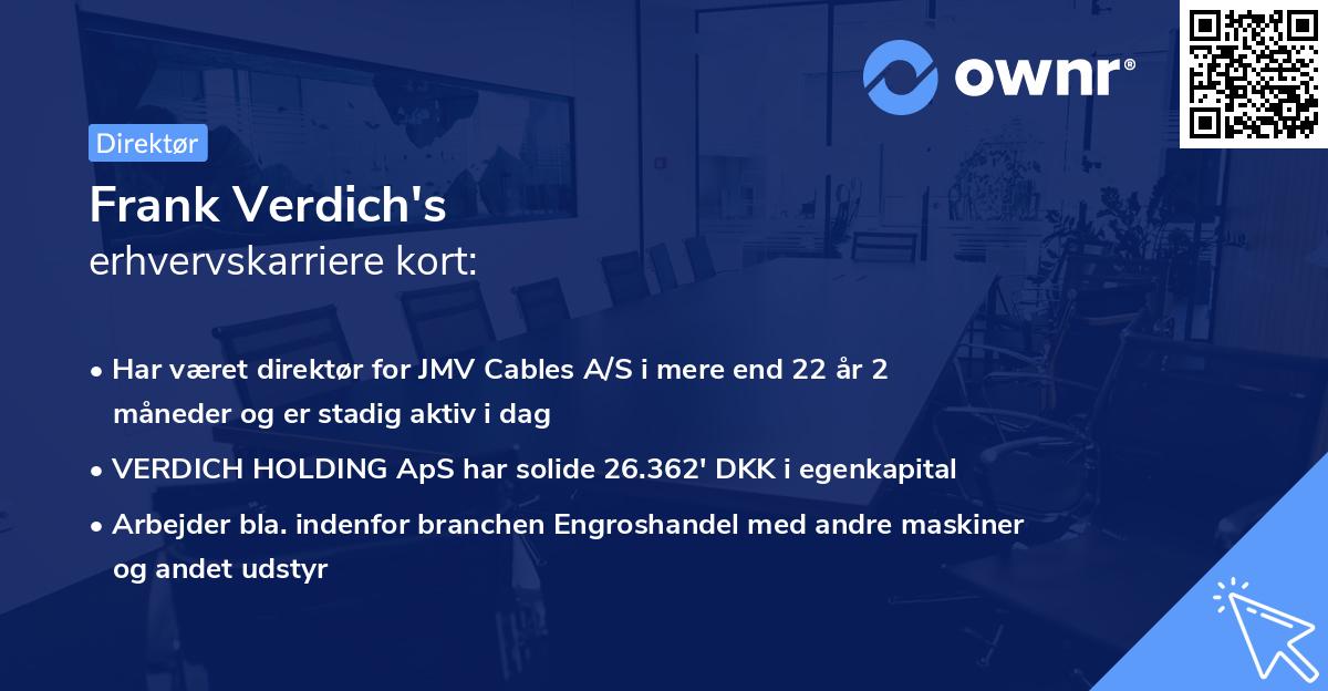 Frank Verdich's erhvervskarriere kort