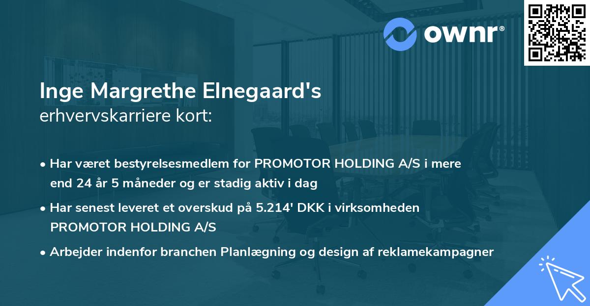 Inge Margrethe Elnegaard's erhvervskarriere kort