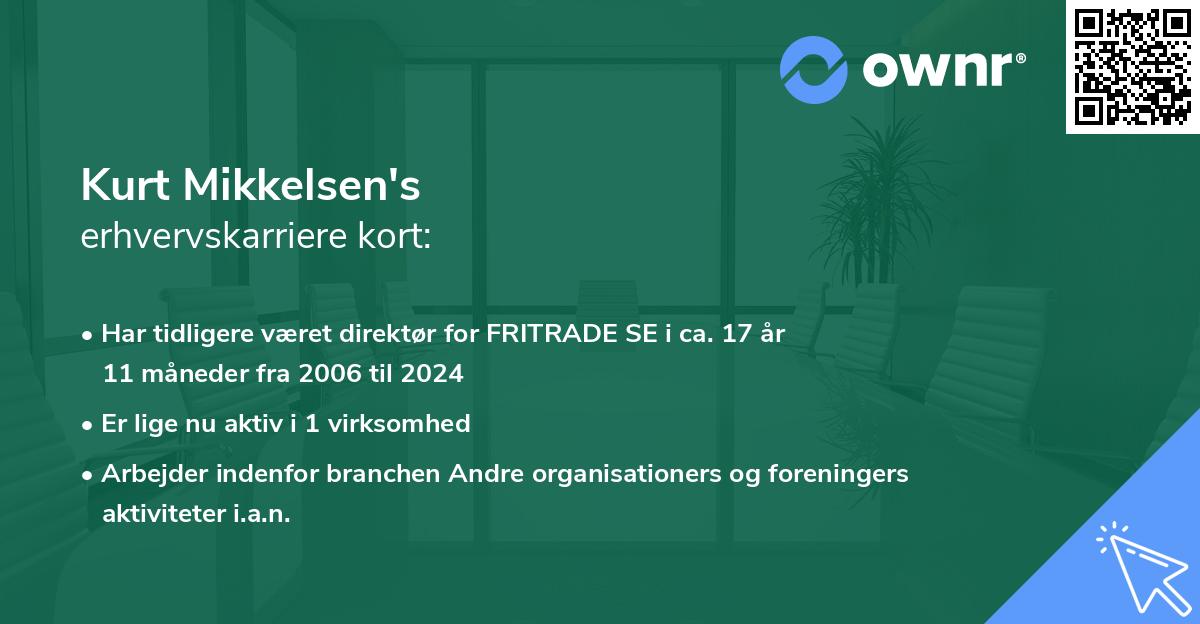 Kurt Mikkelsen's erhvervskarriere kort