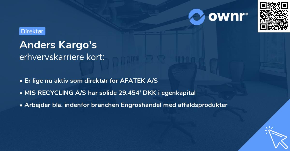 Anders Kargo's erhvervskarriere kort