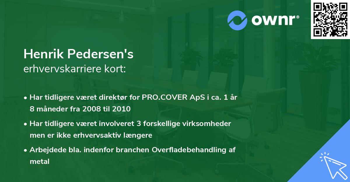 Henrik Pedersen's erhvervskarriere kort